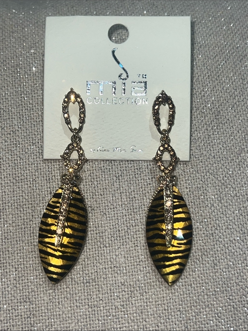MIA Gold and Black Zebra Teardrop Dangle Earrings